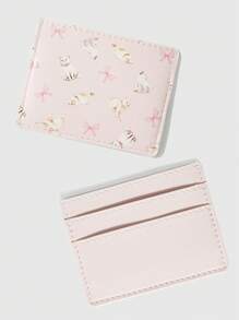 ROMWE Kawaii Fashionable & Portable Cat Card Holder Wallet Valentines - Pink - View 1