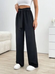 RueChic Women Straight Fit High Waist Pants - Black - View 6