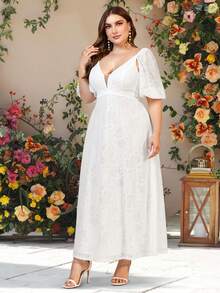 Women Solid Color Simple And Elegant Party Dress - White - View 5