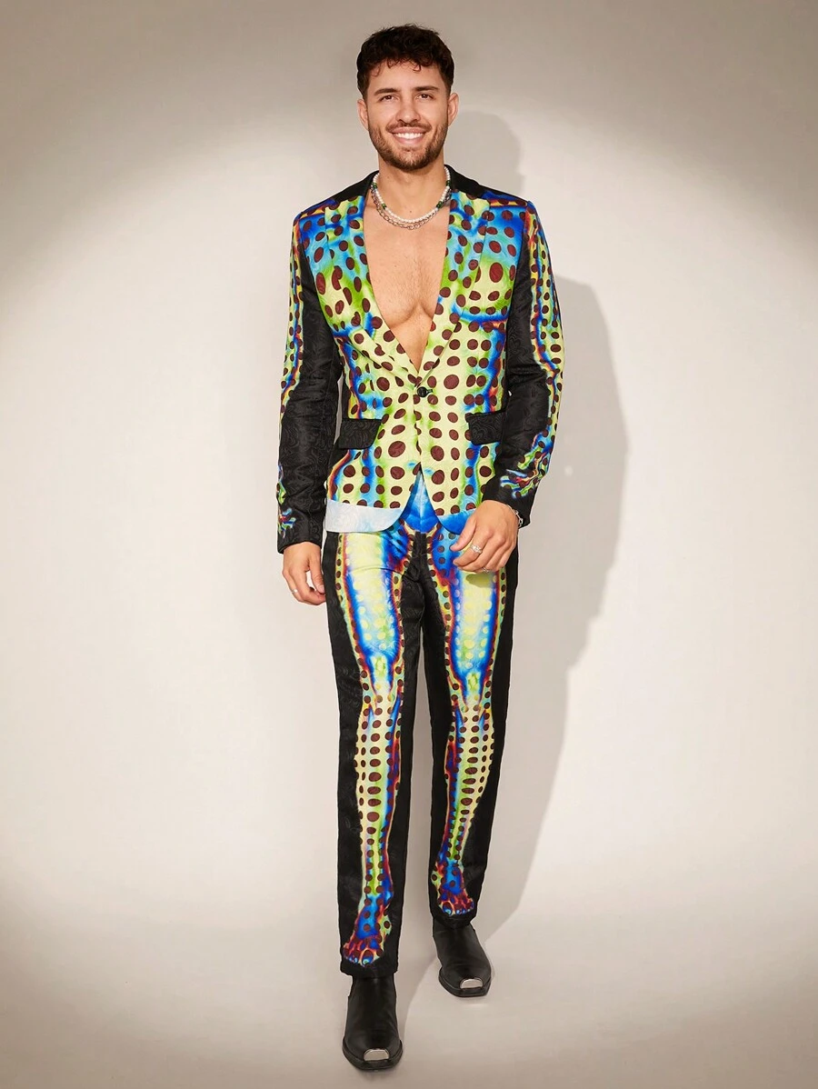 FeverCity Men's Digital Printed Human Body Pattern Long Sleeve Suit Set - Multicolor - View 1