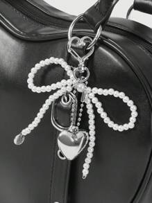 ROMWE Avant PU皮心形和蝴蝶結裝飾單肩包斜背包，適用於工作、派對、商務和旅行，可兼作背包