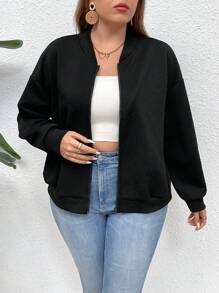 SHEIN LUNE Chaqueta bomber Plus con cremallera y hombro caído