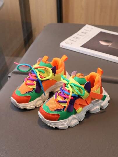 1 pereche de pantofi sport colorați pentru copii, pantofi sport pentru băieți și fete