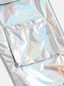 SHEIN Pantalones de carga reflectantes láser de moda callejera para adolescentes