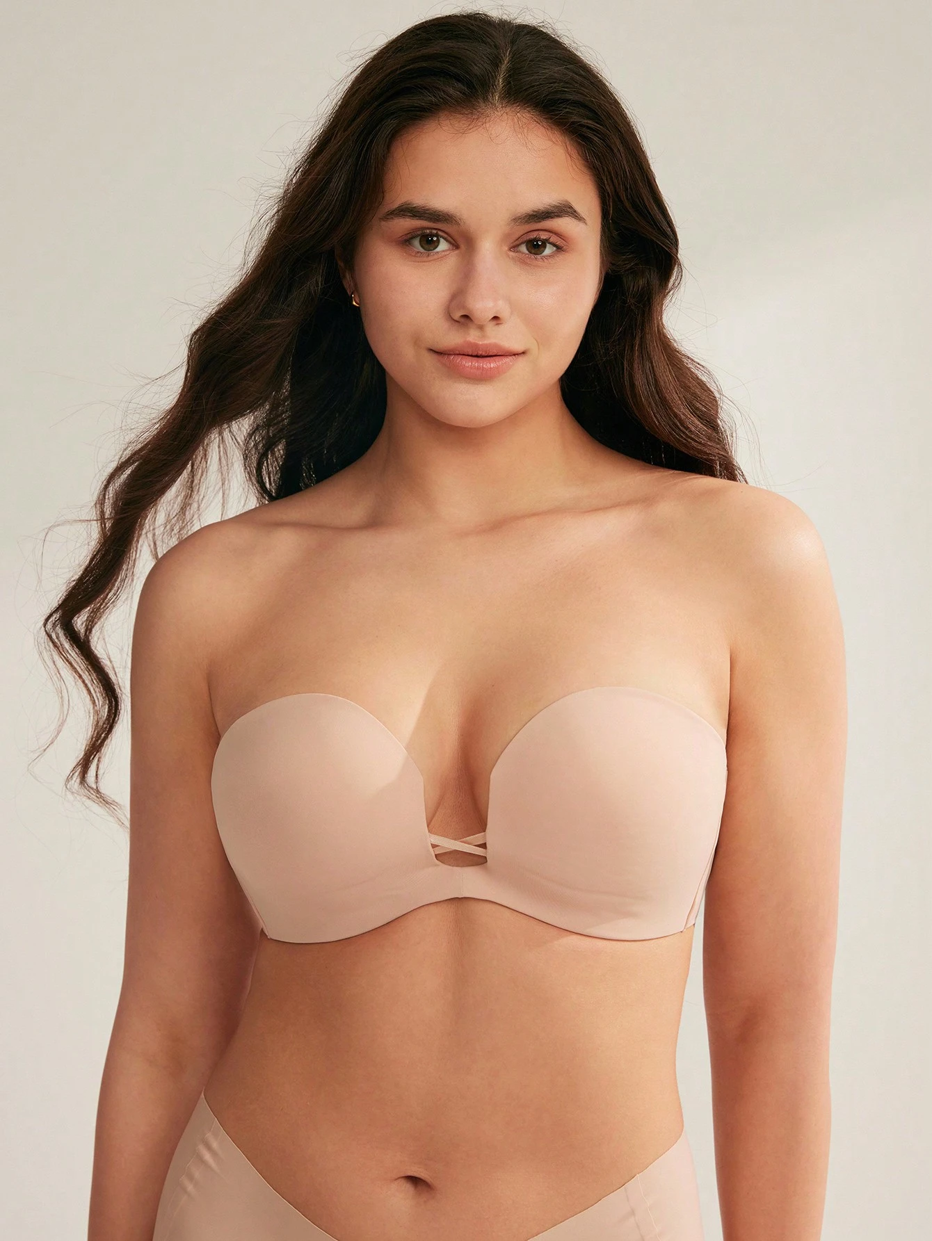 Sujetador sin tirantes sexy con efecto push-up, escote profundo y sin costuras, básico y cómodo, lencería como prenda exterior