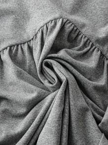 Flirla Camisola de verano de talla grande con dobladillo con volantes y unicolor - Gris - Ver 4