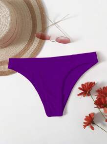 SHEIN Swim Solid Purple Bikini Bottom For Summer Beach - Violet Purple - View 1