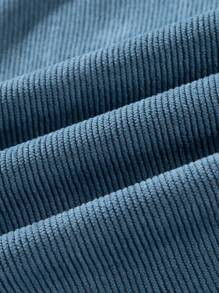 Quần short vải nhung thông thường dành cho nam, Quần short Bermuda phù hợp - Màu xanh hải quân - Xem 4