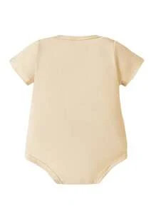 Newborn Baby Girl Casual Letter Printed Short Sleeve Bodysuit, Summer Daily Comfortable Outfit