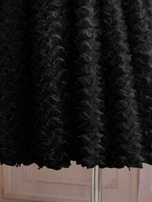 少女純色優雅高貴的領口晚禮服，法式蓬蓬無袖洋裝 - 黑色 - 查看 5