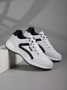 男士运动鞋，时尚帅气的男士休闲鞋，系带滑板鞋，男士个性化街头风格运动鞋 - 白色 - 查看 3