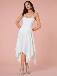 Enchnt Ladies' Solid Color Sleeveless Summer Bodysuit - White - View 6