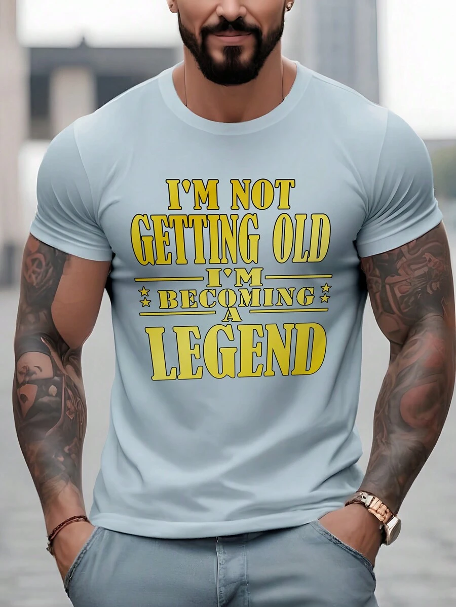 Manfinity LEGND Men Plus Slogan Graphic Tee - Mint Blue - View 1