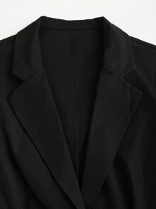 Sweetra Blazer liso con detalle de pliegues y un solo botón
