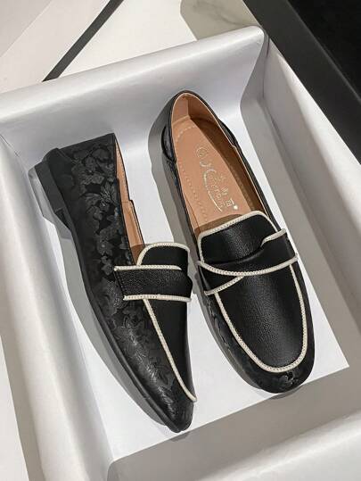 Mengshangli 2025秋季女士平底鞋低帮百搭软底平底皮鞋仙女风温柔乐福鞋