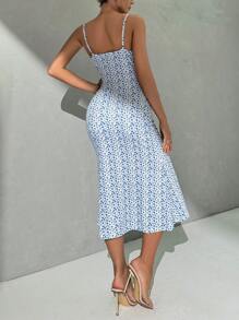 SHEIN Privé Vestido hawaiano para vacaciones de mujer con estampado, con corsé, tirantes fruncidos y corte ajustado al Body - Multicolor - Ver 2