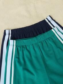 SHEIN Kids Tween Boy Korean Style Letter Print Color Block Sweatshirt And Shorts Multi-Piece Set (4pcs/Set),Black And White,Summer,Casual,Vacation Outfit - Multicolor - View 6