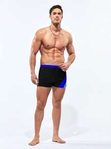 Manfinity KASUA Men Contrast Panel Drawstring Waist Swim Trunks,Hawaiian - Blue - View 6