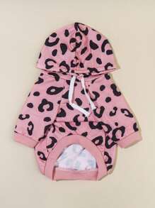 PETSIN 1件粉色可愛豹紋寵物運動衫 - 彩色 - 查看 2