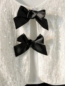 SHEIN Tween Girls' Shiny Sequin Short Jacket - White - View 5