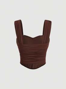 SHEIN MOD Top unicolor fruncido ancho tirantes