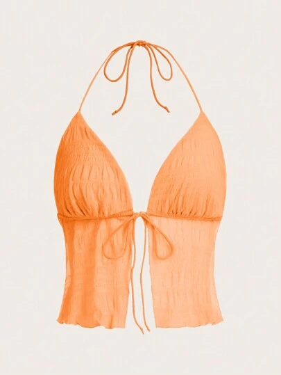 SHEIN ICON Tie Back Mesh Halter Top