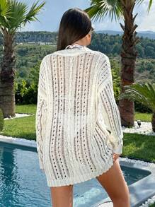 RueChic Hollow Out Sweater Casual - Apricot - View 3