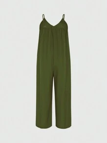 EMERY ROSE Mono casual de verano para mujer, holgado y de pierna ancha, de un solo color, con bolsillos