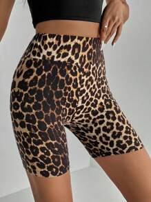 SHEIN Tall Shorts cortos de bicicleta con estampado de leopardo - Multicolor - Ver 8