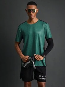 Acti Log Camiseta deportiva informal de manga corta con efecto color block para hombre, modelo de novio, de verano - Multicolor - Ver 5