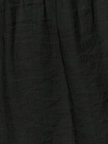 SHEIN LUNE Women's Solid Color Straight-Legged Vacation And Leisure Long Pants - Black - View 6