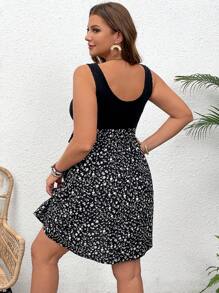 SHEIN VCAY Plus Size Vacation Spliced 2 In 1 Dress