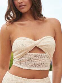 Forever 21 Light Yellow Sleeveless Crop Tops - Apricot - View 2