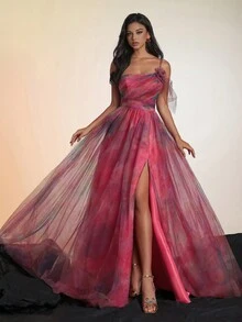 VIPGIRL VIPGIRL elegantes taillenbetontes Mesh-Damen-Abendkleid für Formalanlässe, Hochzeitsgast, für Abschluss, Dinner