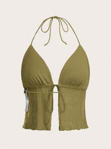 SHEIN ICON Top halter unicolor de espalda abierta con cordón
