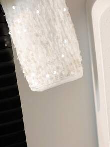 SHEIN Tween Girls' Shiny Sequin Short Jacket - White - View 4