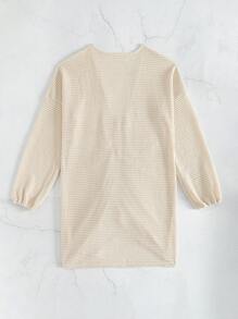 SHEIN Swim Vestido holgado y casual para vacaciones con mangas de linterna, cordón en la parte delantera y estilo informal para el verano - Albaricoque - Ver 6