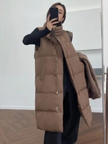 DAZY Gilet da donna senza maniche con collo alto, imbottito e trapuntato, adatto per l'inverno, abbigliamento invernale da donna, cappotto invernale per donne