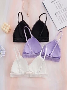 DesireSculpt 蕾丝时尚文胸套装（无钢圈，3件/套）多色内衣 - 彩色 - 查看 2