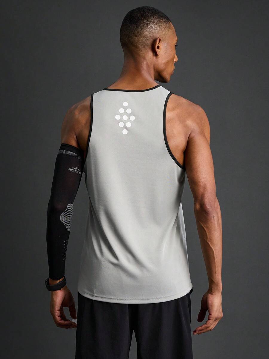 Coreblaze Boyfriend Style Men's Polka Dot Print Hemmed Round Neck Top For Daily Wear And Fitness - Grey - View 1