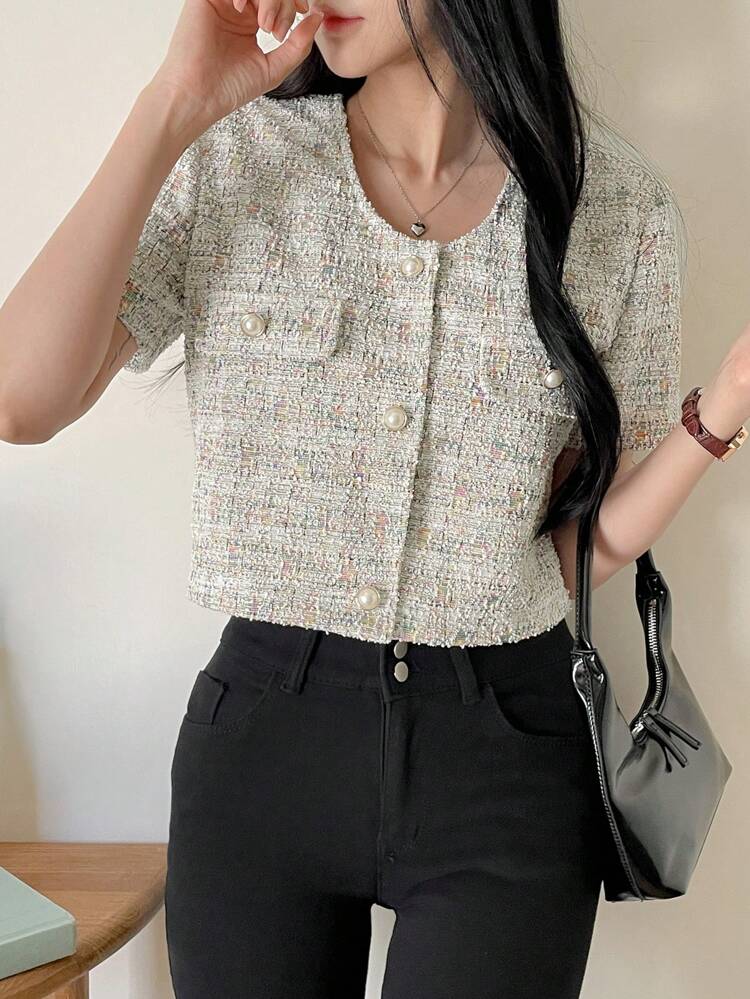Floral Round Neck Short Sleeve Slim-Fit Women's Shirt,Short Sleeve Tops Summer