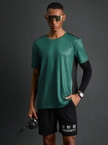 Acti Log Camiseta deportiva informal de manga corta con efecto color block para hombre, modelo de novio, de verano - Multicolor - Ver 4