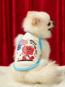 PETSIN Gilet universel chat et chien mignon en illustration de cœur de dessin animé pour la fête de l'Indépendance, jaune clair