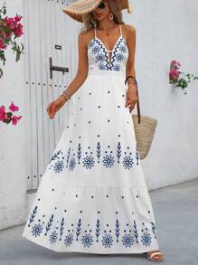 Breezaya Women's Summer Long Printed Cami Dress In Hawaiian Style Maxi Vacation Beach Outfit - Multicolor - View 5