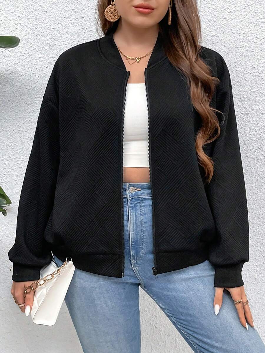 SHEIN LUNE Chaqueta bomber Plus con cremallera y hombro caído