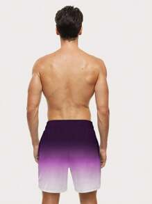 Manfinity KASUA Men Ombre Drawstring Waist Swim Trunks,Hawaiian - Purple - View 2