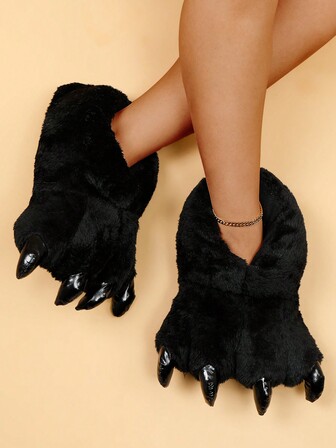 Höst/vinter roliga dinosaurieklo-designade tofflor, halkfria varma inomhustofflor för kvinnor, en storlek passar de flesta, röd färg