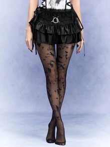 Corpse Bride | ROMWE Cartoon Character Print Elastic Sexy Tights - Black - View 1