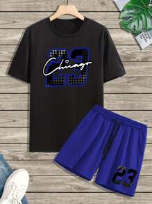 Gym Rark Conjunto de camiseta deportiva y pantalones cortos con gráfico de letras estilo novio, conjunto de gimnasio, conjunto de entrenamiento - Multicolor - Ver 3