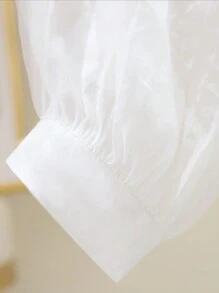 INAWLY Áo sơ mi đơn giản có mũ trùm đầu in họa tiết dành cho nữ, áo dài tay - trắng - Xem 6